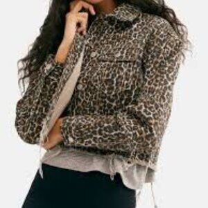 Free People Cheetah Print Denim Jacket Size Small